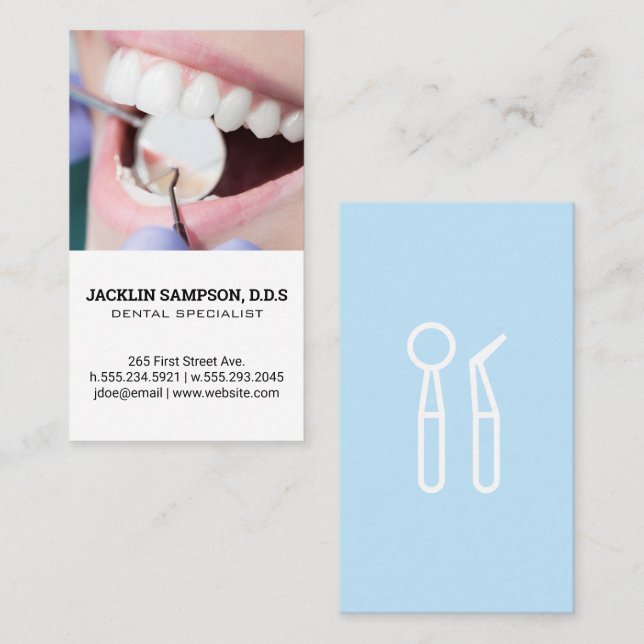 Carte De Visite Dentistère | Examen des dents (Devant / Derrière)