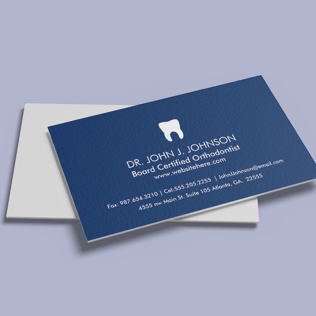 Carte De Visite Dentistère Professional Solid Navy (Créateur téléchargé)