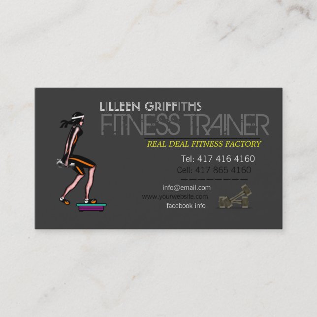 Carte de visite d'entraînement de fitness (Devant)