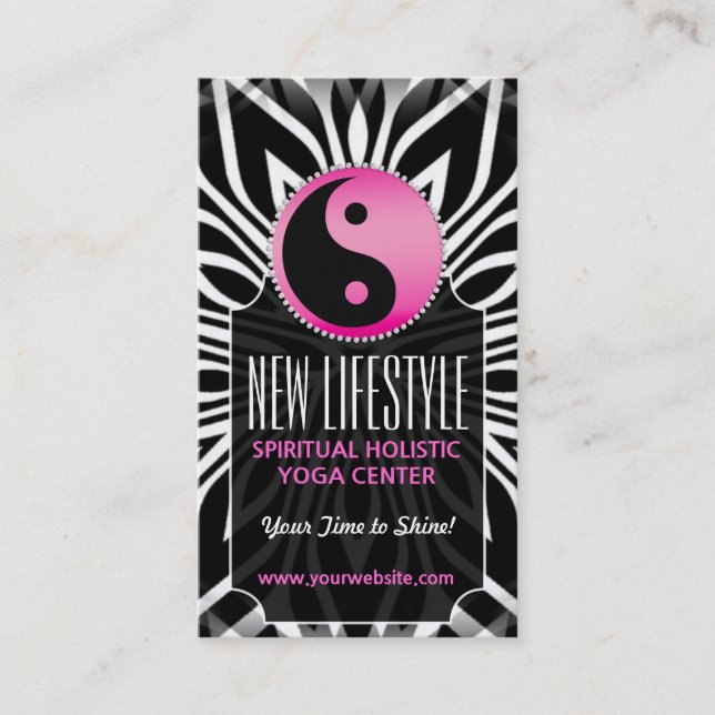 Carte de visite d'entraîneur à vie rose noir blanc (Devant)
