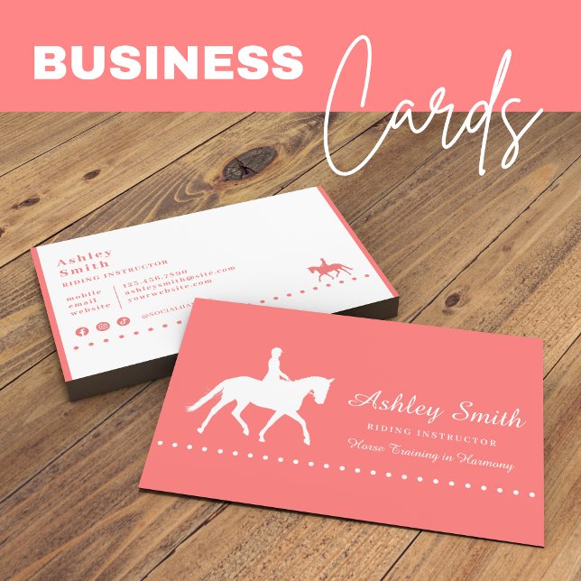 Carte de visite d'entraîneur de chevaux à la mode  (Modern Trendy Horse Trainer Business Card)