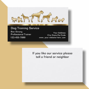 Carte de visite d'entraîneur de chiens de classe