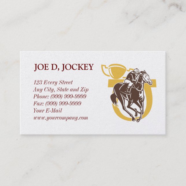 carte de visite d'entraîneur de jockey de course (Devant)