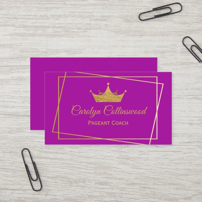 Carte de visite d'entraîneur Magenta et Gold Pagea (Devant/Arrière en situation)