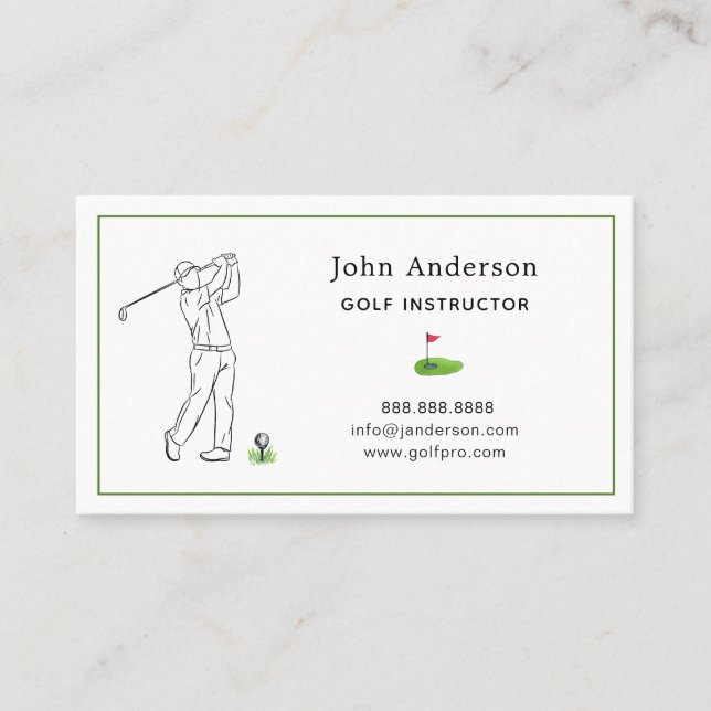 Carte de visite d'entraîneur professionnel de golf (Devant)