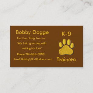 Carte de visite d'entraîneurs de chien