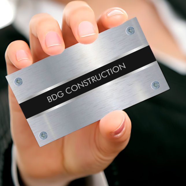 Carte de visite d'entrepreneur moderne avec logo p (Modern Contractor Business Card)