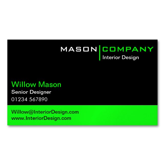 Carte de visite d'entreprise Black and Lime Green (devant)