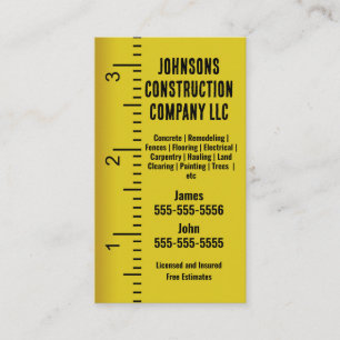 Carte de visite d'entreprise de construction ruban