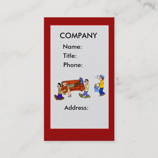 Carte de visite d'entreprise de déménagement (Devant)