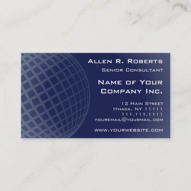 Carte De Visite D'entreprise moderne bleu-foncé élégant global (Devant)