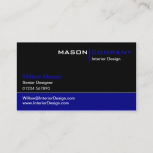 Carte de visite d'entreprise noir et bleu foncé