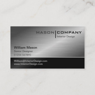 Carte de visite d'entreprise noir et en acier