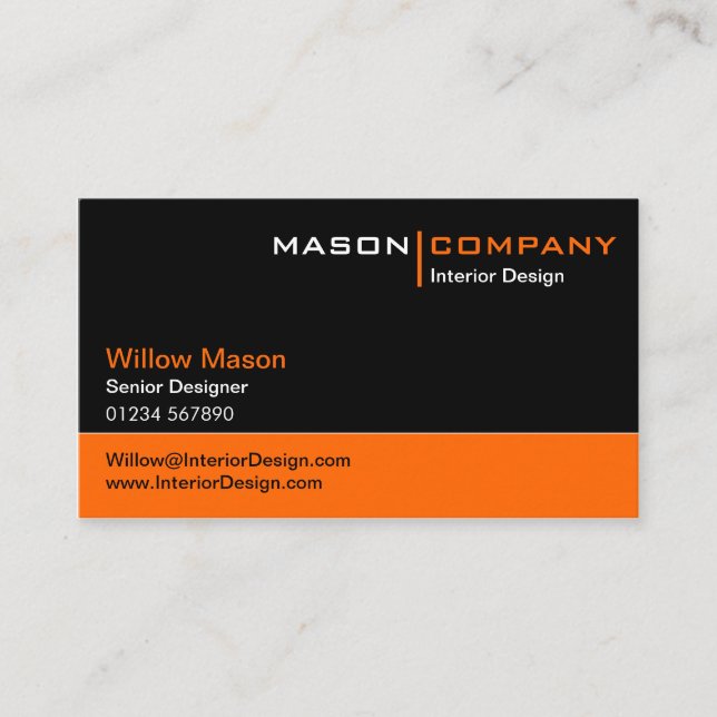 Carte de visite d'entreprise noir et orange (Devant)