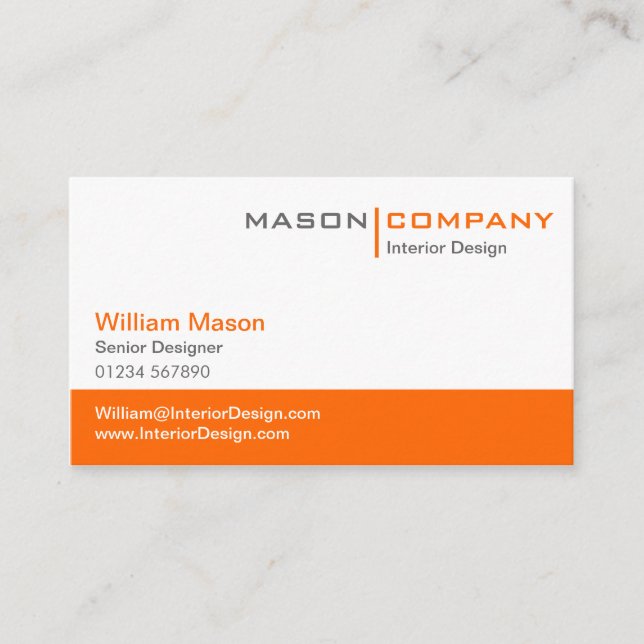 Carte de visite d'entreprise Orange & White (Devant)