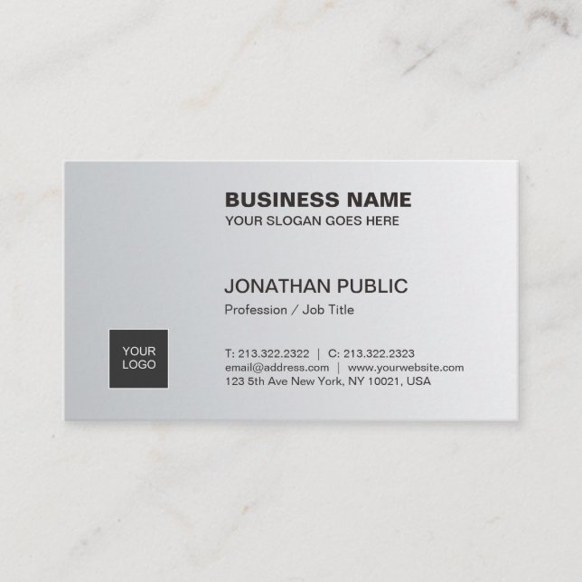 Carte De Visite D'entreprise simple chic lisse argenté élégant à (Devant)