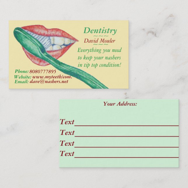 Carte De Visite dents hygiéniste dents et dentiste de la bouche (Devant / Derrière)
