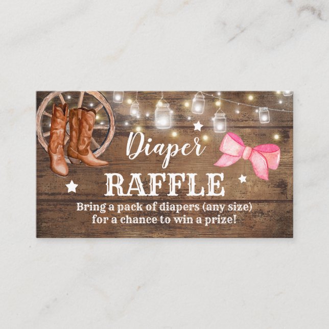Carte De Visite Dépouille Raffle Bottes ou Bows Révélation de genr (Devant)