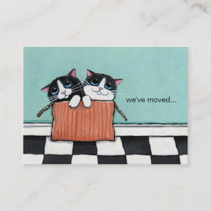 Carte De Visite Des chats dans une caisse d'emballage   nous avons