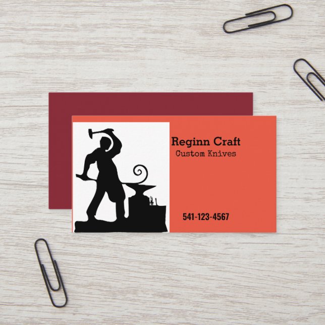 Carte de visite des fabricants de couteaux (Devant/Arrière en situation)