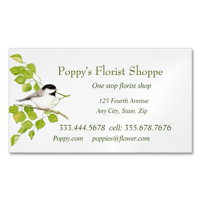 Carte de visite des fleurs de chickadee (devant)