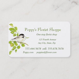 Carte de visite des fleurs de chickadee