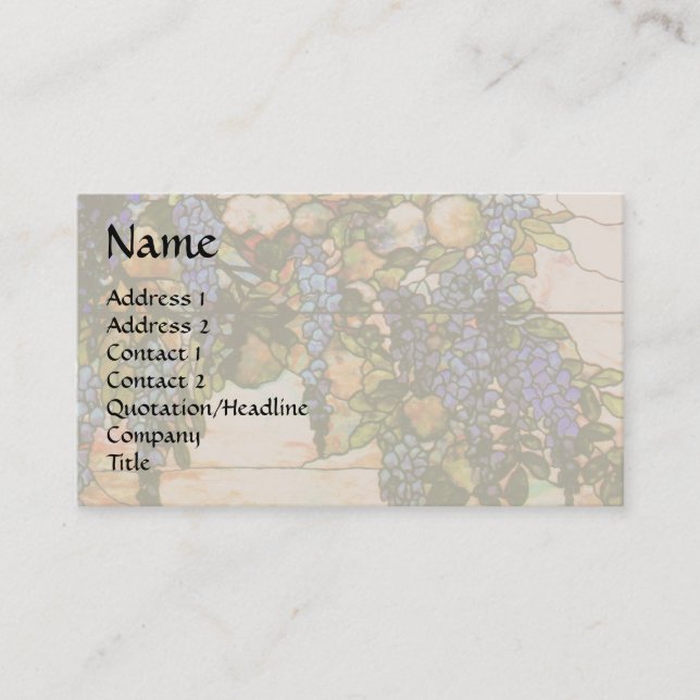 Carte de visite des fleurs de Tiffany (Devant)