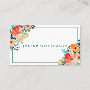 Carte de visite des fleurs d'été d'aquarelle brill