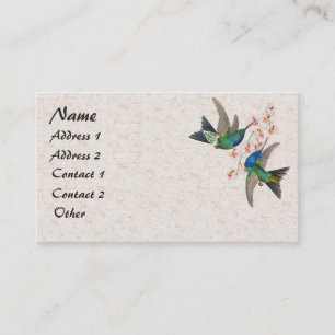 Carte de visite des fleurs d'oiseaux colibris bleu