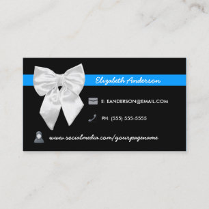 Carte de visite des médias sociaux Girly White Bow