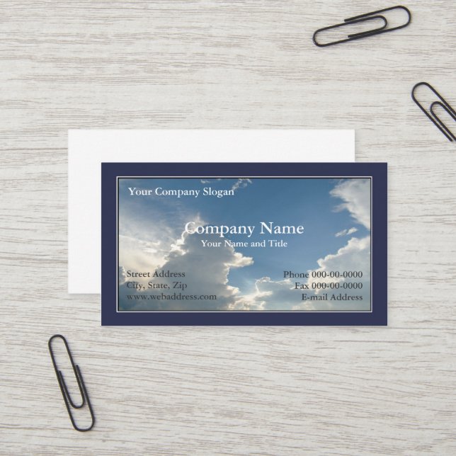 Carte de visite des nuages Blue Sky (Devant/Arrière en situation)