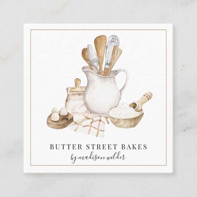 Carte de visite des outils de boulangerie Baker (Devant)