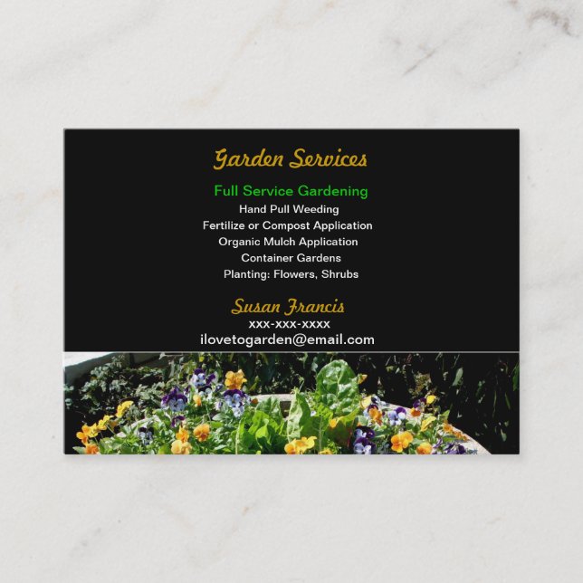Carte de visite des services de jardin (Devant)
