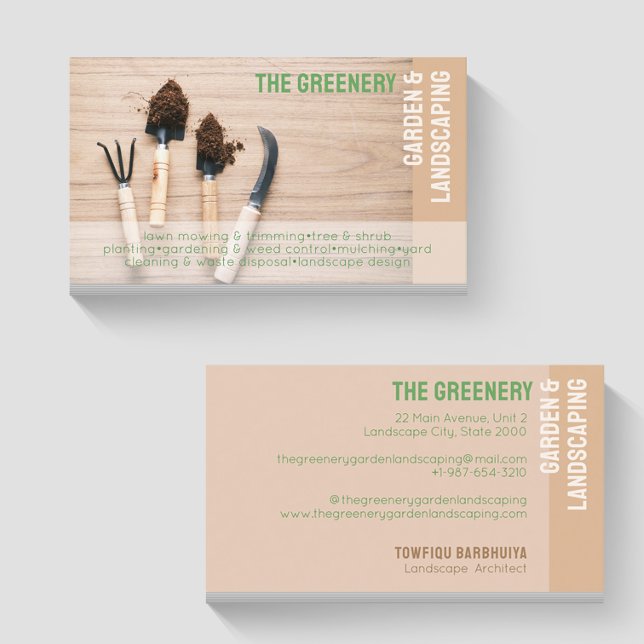 Carte de visite des services de jardin et de paysa (Créateur téléchargé)