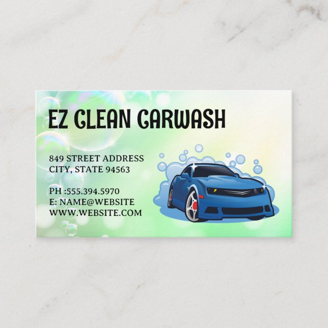 Carte de visite des services de lavage automatique (Devant)