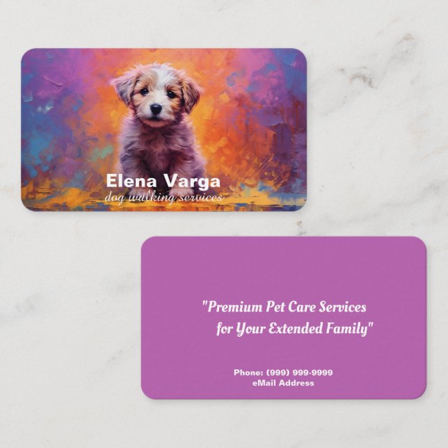 Carte de visite des services de marche pour chiens (Devant / Derrière)