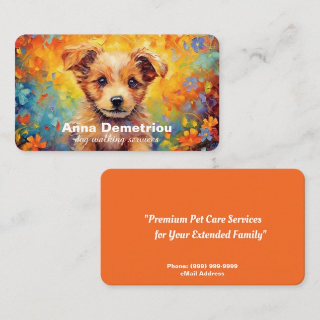 Carte de visite des services de marche pour chiens (Devant / Derrière)