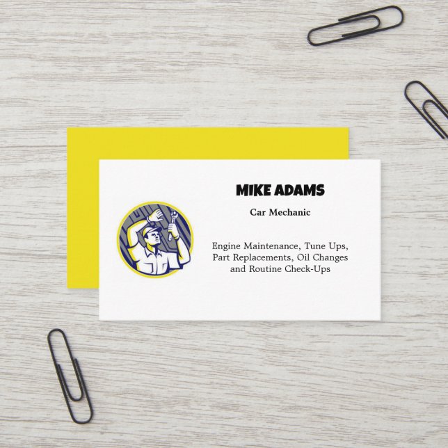 Carte de visite des services de mécanique automobi (Devant/Arrière en situation)