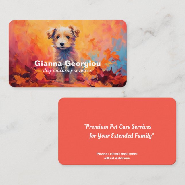 Carte de visite des services de pose de chien (Devant / Derrière)