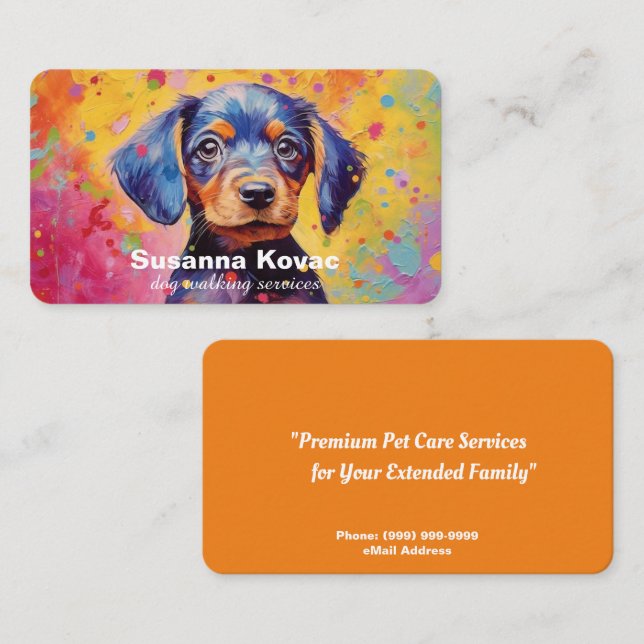 Carte de visite des services de pose de chien (Devant / Derrière)