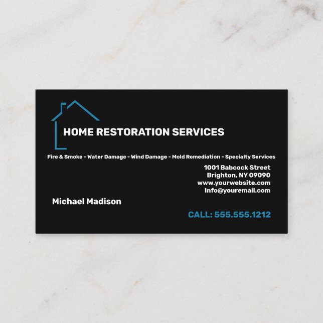 Carte de visite des services de restauration à dom (Devant)