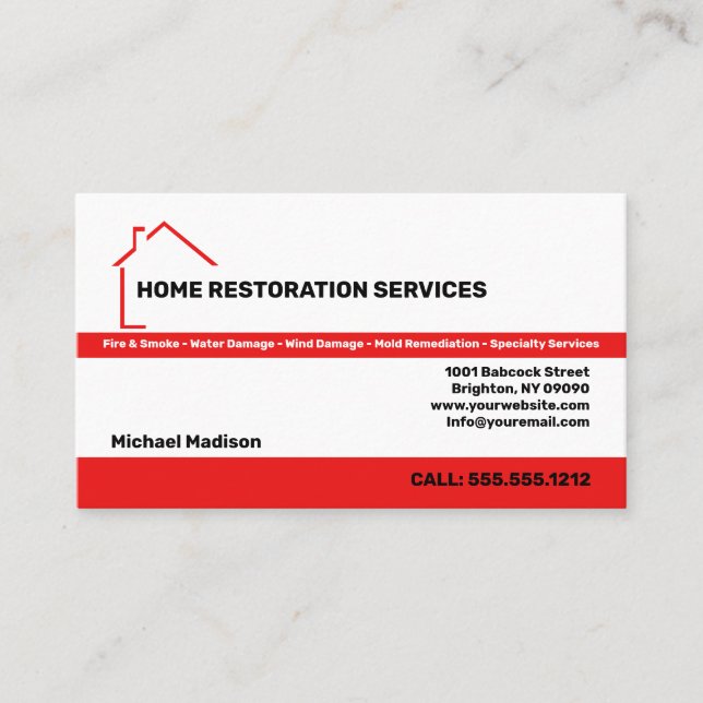 Carte de visite des services de restauration à dom (Devant)
