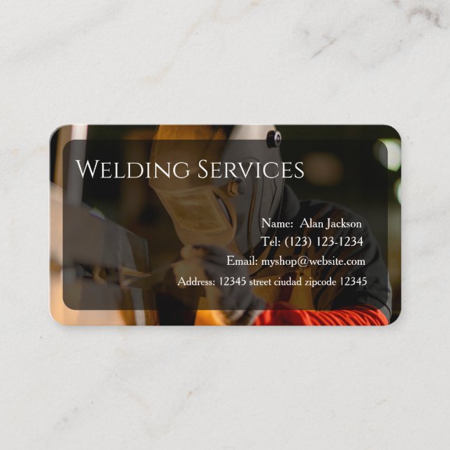 Carte de visite des services de soudure modifiable (Devant)