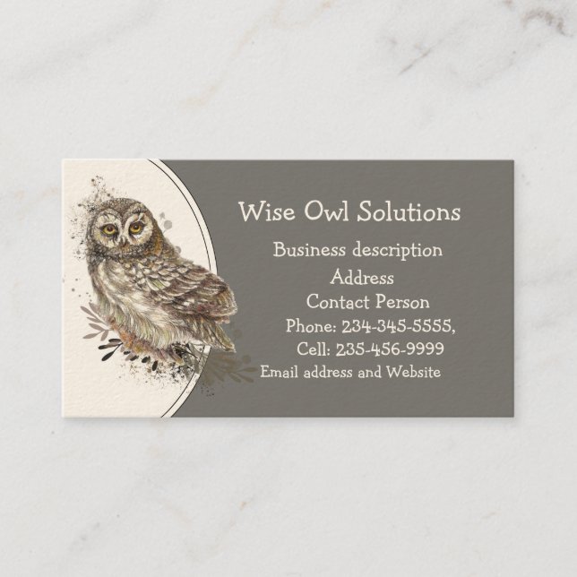 Carte de visite des solutions de hibou scié sur me (Devant)