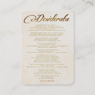 Carte De Visite Desiderata/Objets désirés dans l'art calligraphi