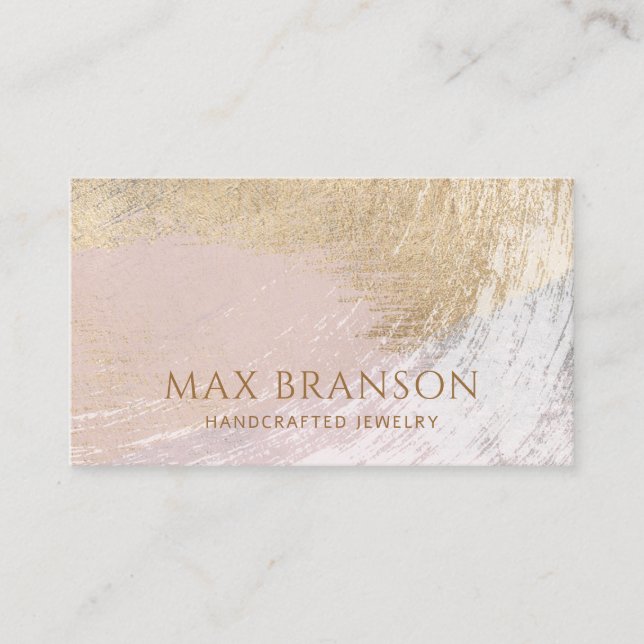 Carte De Visite Design Abstrait de bijoux doré rose (Devant)