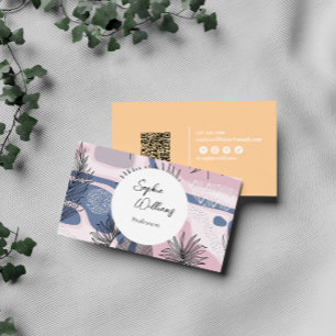 Carte De Visite Design abstrait élégant avec code QR