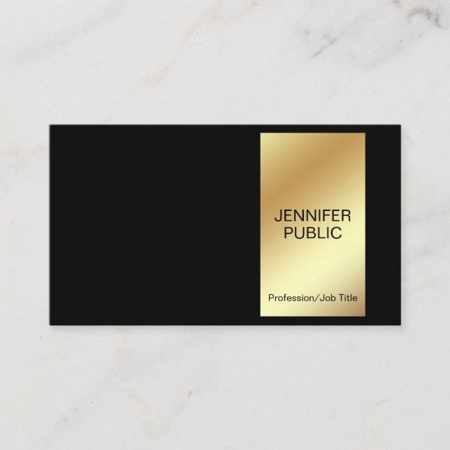 Carte De Visite Design Black Gold Moderne Professionnel Chic Simpl (Devant)