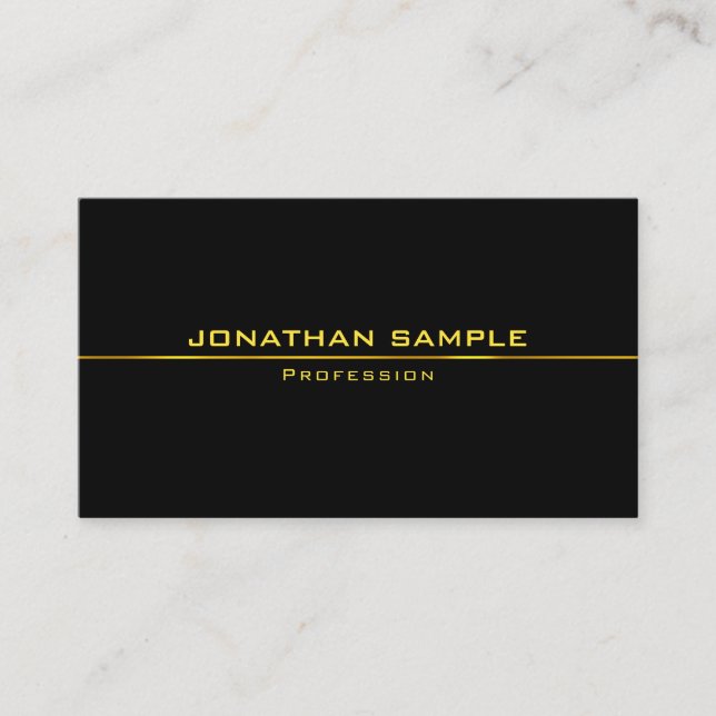 Carte De Visite Design Black Gold moderne professionnel élégant (Devant)