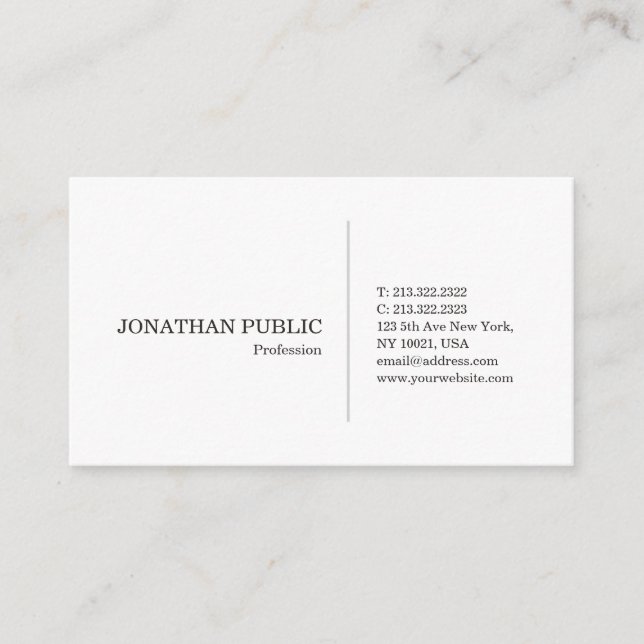 Carte De Visite Design blanc élégant et créatif Design moderne et  (Devant)